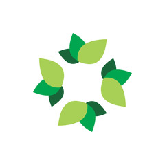 green nature leaf circle logo design