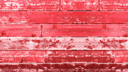 Old rustic grunge weathered red white painted peeled exfoliated wooden boards texture - Wood Background