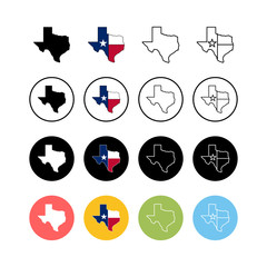 Set of Texas map icons. Texas map icon. Texas symbol.