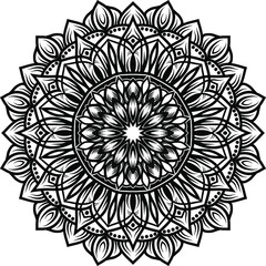 Circular pattern mandala art decoration elements for meditation poster, adult coloring book page, tattoo, henna, mehndi
