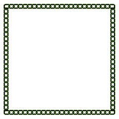 Creative composition with the image of a photo frame. Green chain links. Close-up. Abstraction.