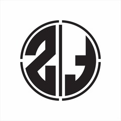 ZT Logo initial with circle line cut design template on white background