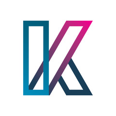 creative full color square letter font k logo design