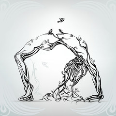 Girl of the branches. vector illustration