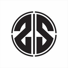 ZS Logo initial with circle line cut design template on white background
