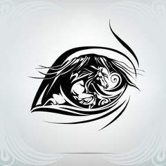 The dream of freedom in the reflection of a horse looking