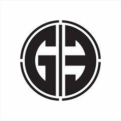 GE Logo initial with circle line cut design template on white background