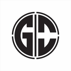 Obraz premium GO Logo initial with circle line cut design template on white background