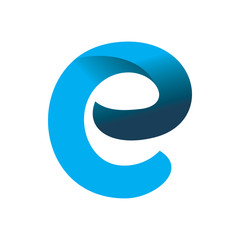 blue color letter e logo design