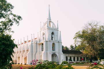 Saligao, Goa, India. Mae De Deus Church. Local Landmark - obrazy, fototapety, plakaty