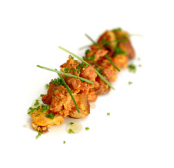 Marinated pork and chopped chives