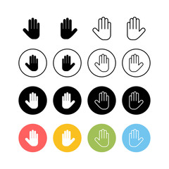 Set of Stop icons. Hand symbol. Hand icon vector