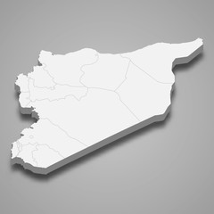 Syria 3d map with borders Template for your design