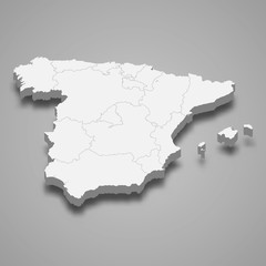 Spain 3d map with borders Template for your design © magr80