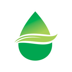 green nature leaf water fall logo design