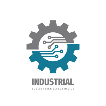 Technology gear concept business logo template design. Cogwheel mechanic logo sign. Computer electronic network SEO icon logo. Graphic logo design element. Vector illustration.
