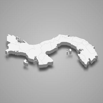 Panama 3d map with borders Template for your design