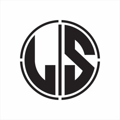 LS Logo initial with circle line cut design template on white background