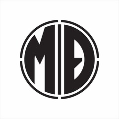 MQ Logo initial with circle line cut design template on white background