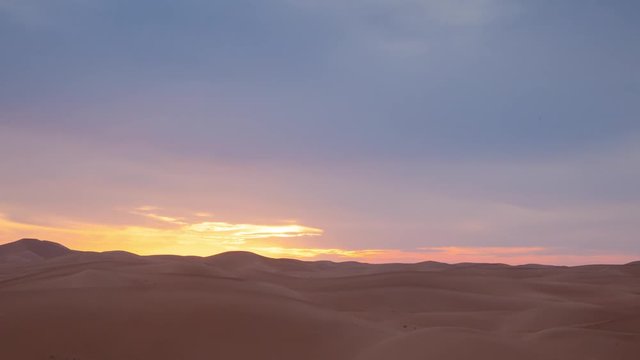Sahara desert sunset hyper zoom timelapse, Morocco