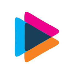 creative full color triangle play media group logo design
