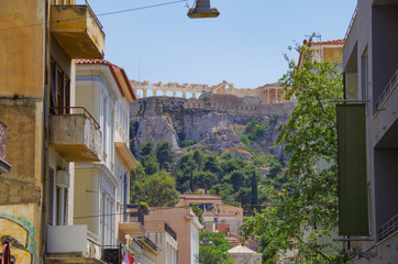 Panorama of Athens with Acropolis hill, Greece. Famous old Acropolis is a top landmark of Athens....