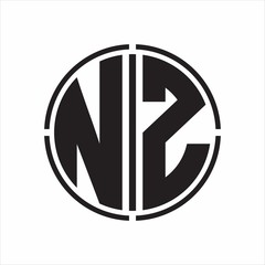 NZ Logo initial with circle line cut design template on white background