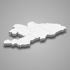 kyrgyzstan 3d map with borders Template for your design