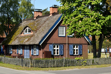 Fototapeta na wymiar Traditional fishermans house in Pervalka, Lithuania