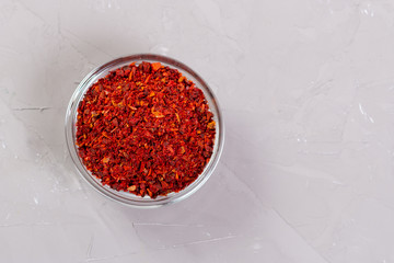 Moroccan spice Harissa in a glass plates