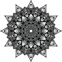 Circular pattern mandala art decoration elements for meditation poster, adult coloring book page, tattoo, henna, mehndi

