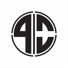 Obraz premium PO Logo initial with circle line cut design template on white background