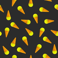 Fototapeta premium Colorful ice cream seamless pattern. Summer time background.