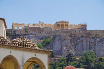 Panorama of Athens with Acropolis hill, Greece. Famous old Acropolis is a top landmark of Athens....