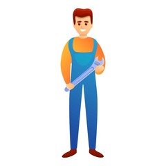 Fototapeta premium Repairman with wrench icon. Cartoon of repairman with wrench vector icon for web design isolated on white background