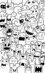 Monster doodles men  hand-drawn contour on a white background for children coloring