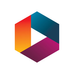 Obraz premium creative full color hexagon play media logo design