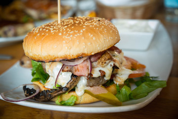 hamburger on a plate