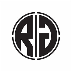 RG Logo initial with circle line cut design template on white background