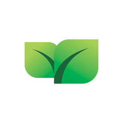 modern full color shape green nature leaf tree logo design
