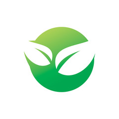 green nature leaf circle logo design