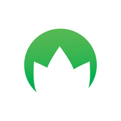 circle lotus green nature leaf logo design