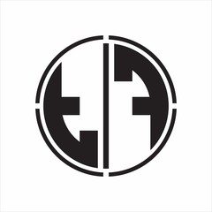 TF Logo initial with circle line cut design template on white background