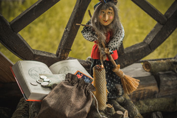 Naklejka premium Ritual and spell for attracting money, pagan magic and fate prediction, work of witch, occultism concept