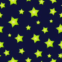 Fototapeta premium Abstract yellow stars seamless pattern on a dark blue background.