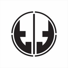 TT Logo initial with circle line cut design template on white background