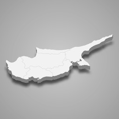 cyprus 3d map with borders Template for your design