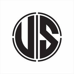 US Logo initial with circle line cut design template on white background