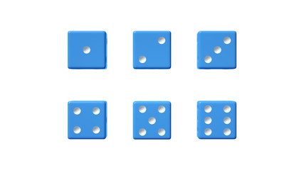 Blue Dices Isolated On The White Background - 3D Illustration