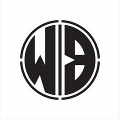 WB Logo initial with circle line cut design template on white background